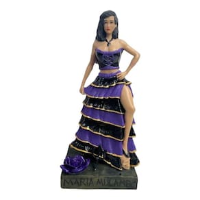 Escultura Pomba Gira Maria Mulambo Preta e Roxa 24 cm
