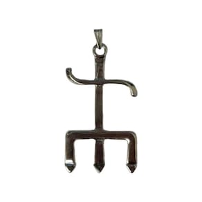 Pingente Exu Tridente 5,5 cm em Metal Niquelado