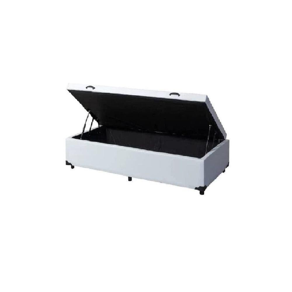 Cama Box Baú Solteirão King Blindado Sintético Branco 203X96X44 Cm