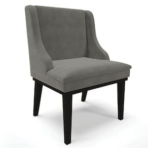 Cadeira Estofada Para Sala De Jantar Base Fixa De Madeira Preto Lia Suede Grafite