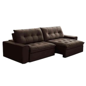 Sofá Retrátil Reclinável 3 Lugares 250Cm Argon F05 Veludo Marrom