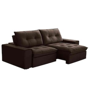 Sofá Retrátil Reclinável 3 Lugares 230Cm Argon F05 Veludo Marrom