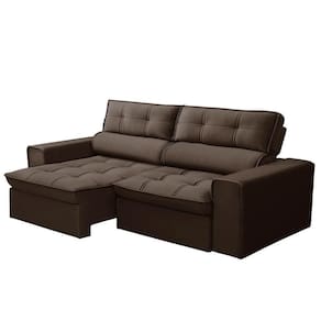 Sofá Retrátil Reclinável 3 Lugares 240Cm Blanches F05 Veludo Marrom