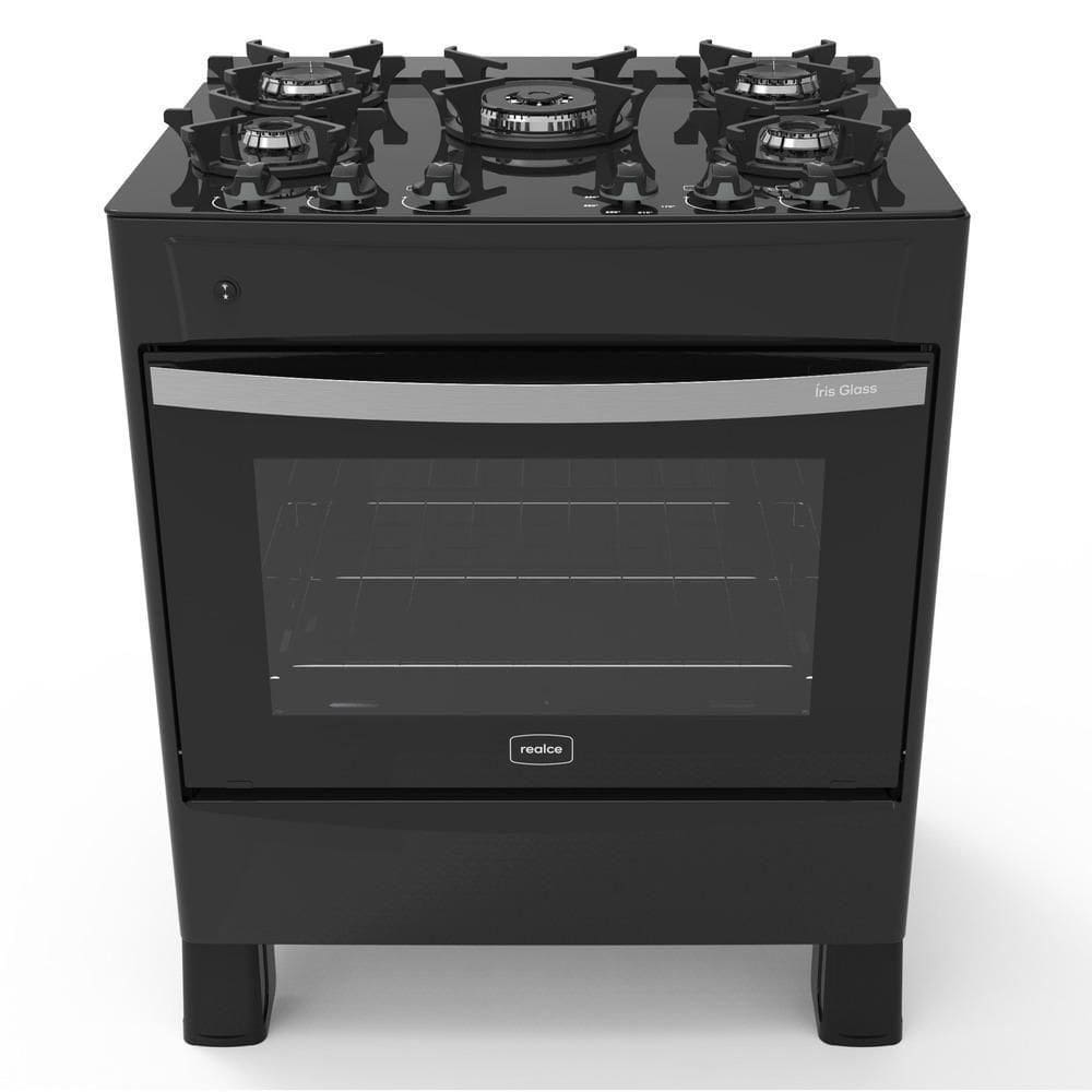Fogão 5 Bocas A Gás Acendimento Automático Realce Glass Bivolt Cr212 Preto Preto 127/220