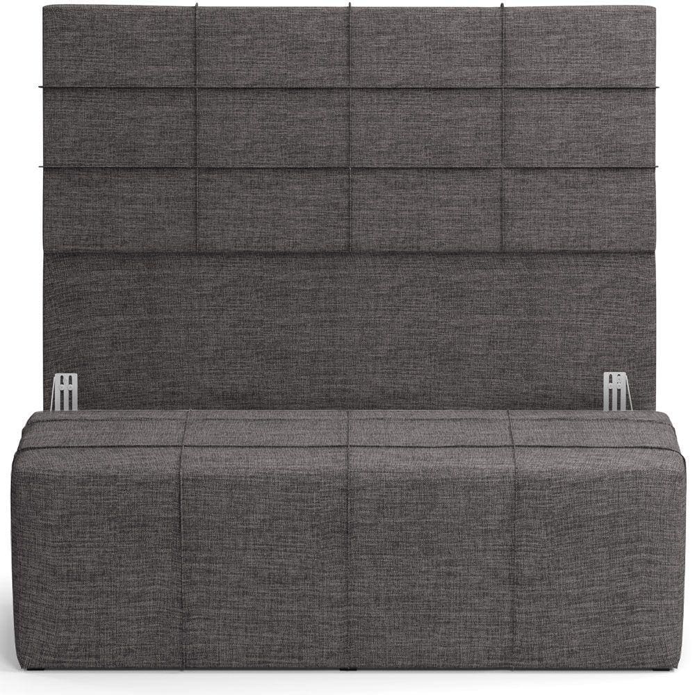 Kit Cabeceira Cama Box King 195cm com Calçadeira Roma W01 Linho Cinza Escuro- Lyam
