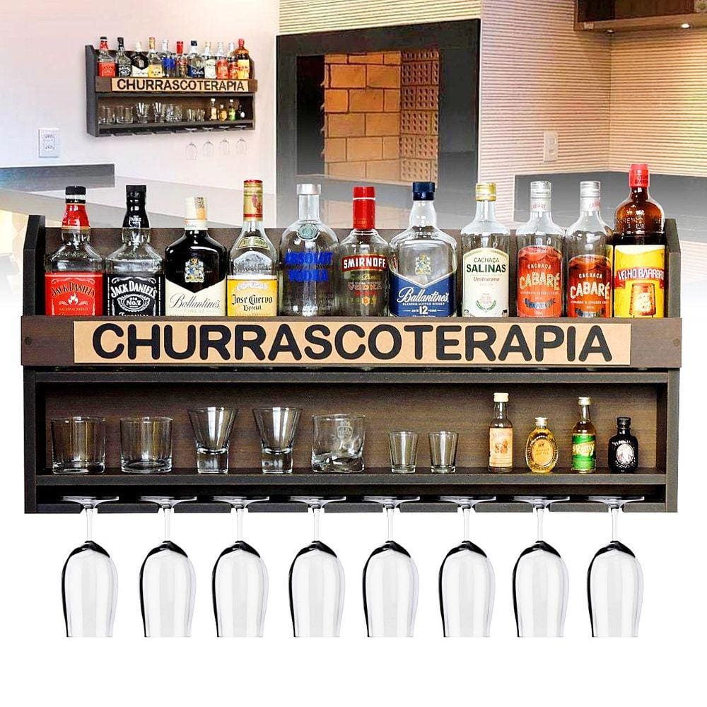 Adega Vinhos Bar Barzinho De Parede Alta Qualidade Preto Acessório Churrasqueira