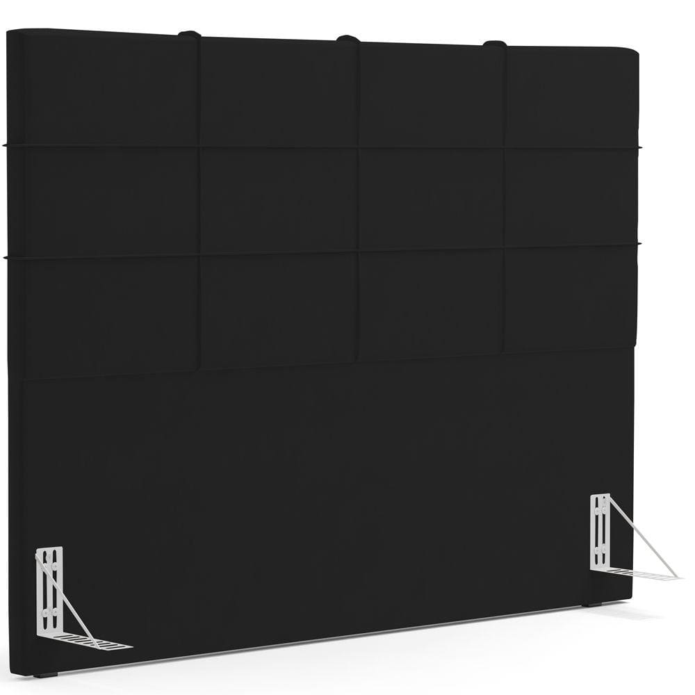 Cabeceira Cama Box Casal 140 cm Roma W01 Suede Preto - Lyam