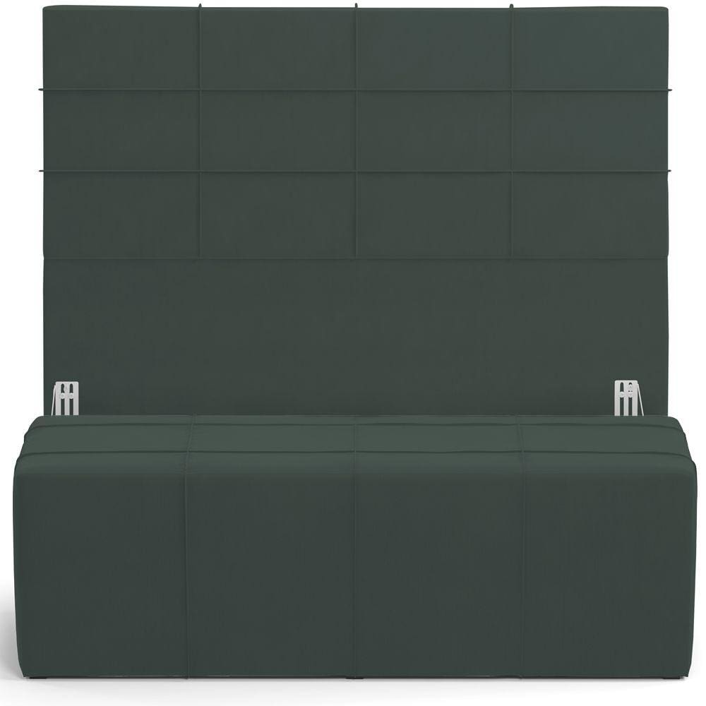 Kit Cabeceira Cama Box Casal 140cm com Calçadeira Roma W01 Suede Verde Musgo - Lyam