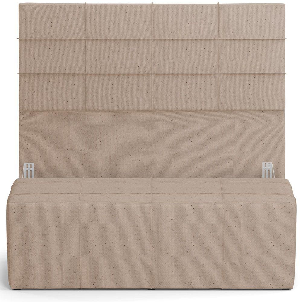 Kit Cabeceira Cama Box Casal 140cm com Calçadeira Roma W01 Linho Bege Escuro - Lyam