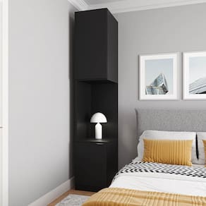 Mesa de Cabeceira Modular Esquerda 2 Portas 1 Gaveta Hera CabeCasa MadeiraMadeira Preto