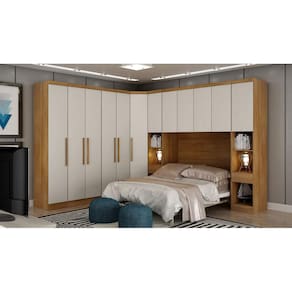 Modulado Casal Completo 6 Portas 8 Gavetas - Rizon-Cumaru/Fendi - Móveis Novo Horizonte