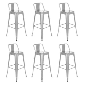 Kit 6 banquetas altas Iron Tolix com encosto 76 cm Prata bancada cozinha bar