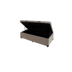 Cama Box Baú Solteirão King Blindado Suede Bege 203X96X44 Cm