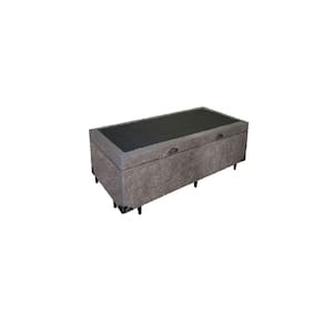 Cama Box Baú Solteirão King Blindado Suede Cinza 203X96X44 Cm