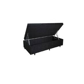 Cama Box Baú Solteirão King Blindado Suede Preto 203X96X44 Cm