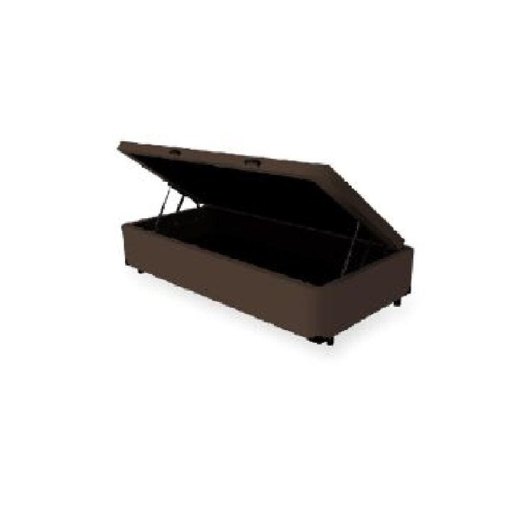 Cama Box Baú Solteirao King Sintético Marrom com 203x96x44cm