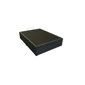 Cama Box Baú Viúvão Blindado Linhão Preto Com 128Cm de Largura