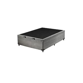 Cama Box Baú Viúvão Blindado Suede Cinza Com 128Cm de Largura