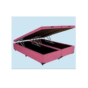 Cama Box Baú Casal Bipartido Blindado Suede Rosé