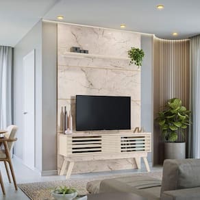 Rack+Painel Frizz Premium para TV de até 65 polegadas - Calacata/Off White - Madetec