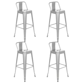 Kit 4 banquetas altas Iron Tolix com encosto 76 cm Prata bancada cozinha bar