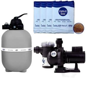 Filtro Piscina GRE 500 com Bomba 3,4 CV FLUIDRA e 100 kg Areia