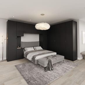 Guarda Roupa Modulado de Canto 6 Peças 12 Portas Hera CabeCasa MadeiraMadeira Preto