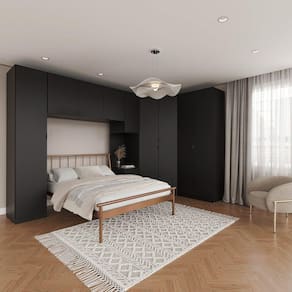 Guarda Roupa Modulado de Canto 5 Peças 10 portas Hera CabeCasa MadeiraMadeira Preto