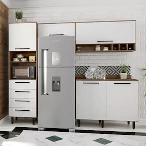 Cozinha Compacta 4 Peças 5 Portas 4 Gavetas Evolution Plus Tannat/Branco