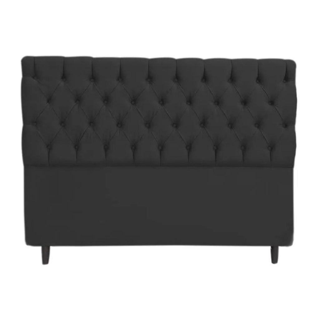 Cabeceira Cama Casal Box Suede preto - Fabrica De Tudo