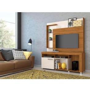 Estante Home Theater Ícaro Para TV até 50 Polegadas 1 Porta Cor Naturale e Off White - Madetec Móveis