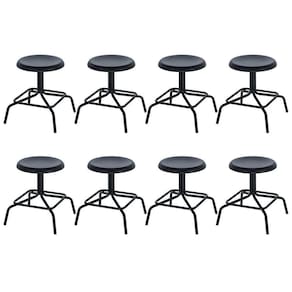 Kit 8 Bancos Baixos Cozinha Industrial Loft Aço 45 Cm Bolt Preto