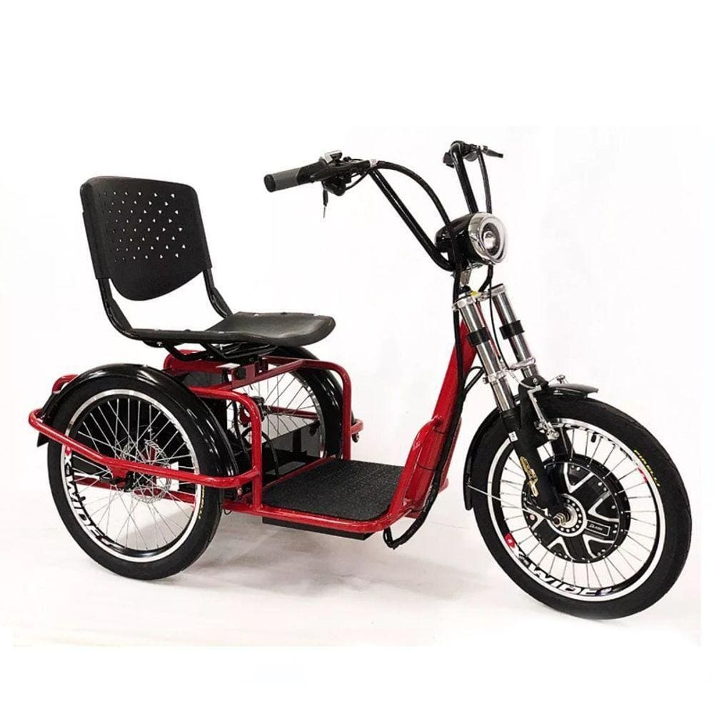 Triciclo Elétrico Lithium Freio A Disco Com Ré Farol E Alarme Fox Vermelho - Duos Bike