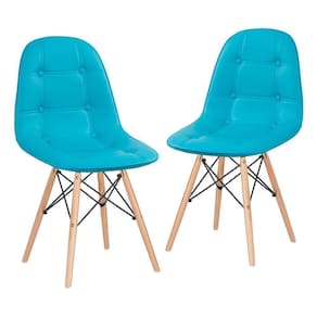 Kit - 2 X Cadeiras Estofadas Eames Eiffel Botonê - Base De Madeira Clara - Tiffany