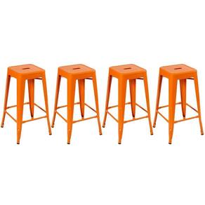 Kit 4 Banquetas Altas Iron Tolix 76 Cm Laranja