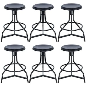 Kit 6 Banquetas Altas Cozinha Industrial Loft Aço Giratória York Preto