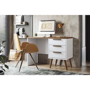 Mesa de Computador New Connect c/ 3 Gavetas Branco - Santos Andirá
