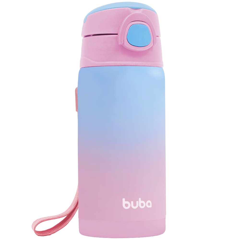 Copo Termico Rosa 400ml Parede Dupla Com Canudo 15932 - Buba