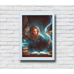 Quadro Decorativo MDF 20x28 Moldura Branca Mulher Feiticeira