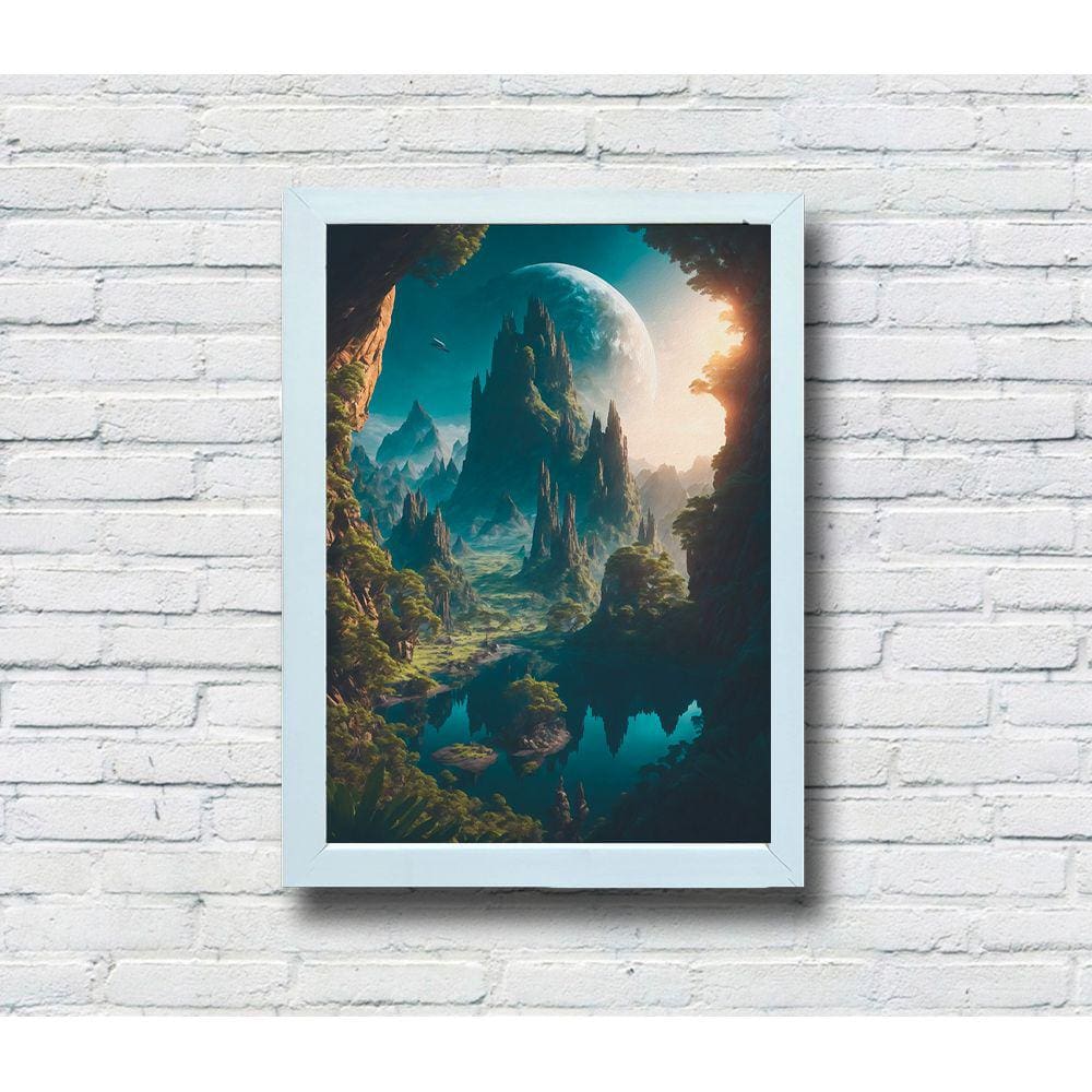 Quadro Decorativo MDF 20x28 Moldura Branca Bela Paisagem