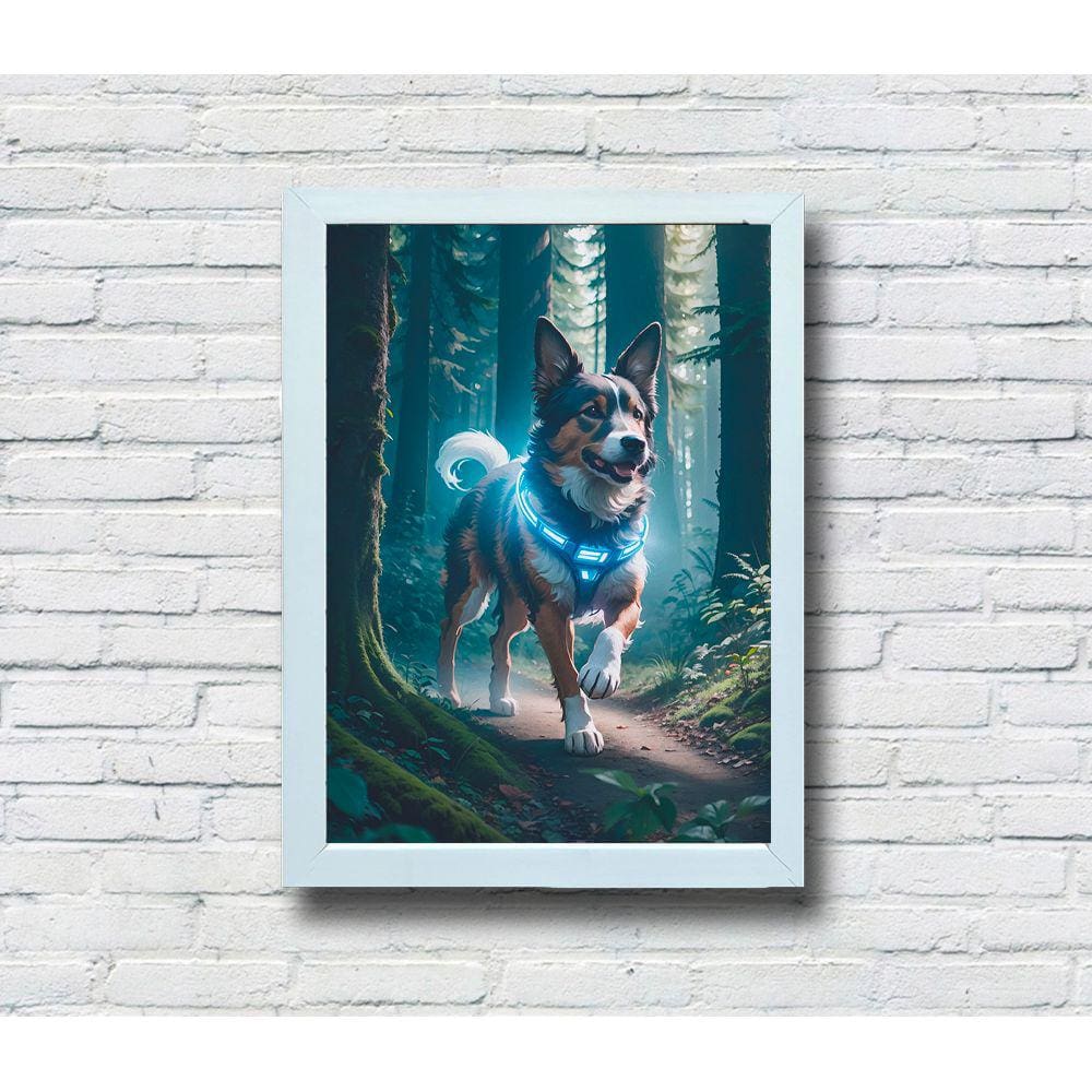 Quadro Decorativo MDF 20x28 Moldura Branca Cyber Dog