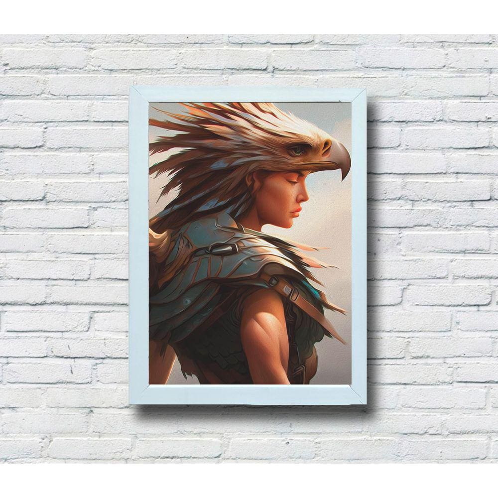 Quadro Decorativo MDF 20x28 Moldura Branca Guerreira Falcão