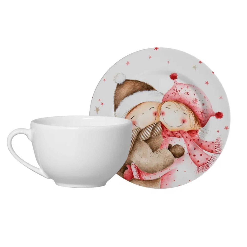 Conjunto 6 Xícaras Chá 250Ml Pires Sweet Christmas Alleanza