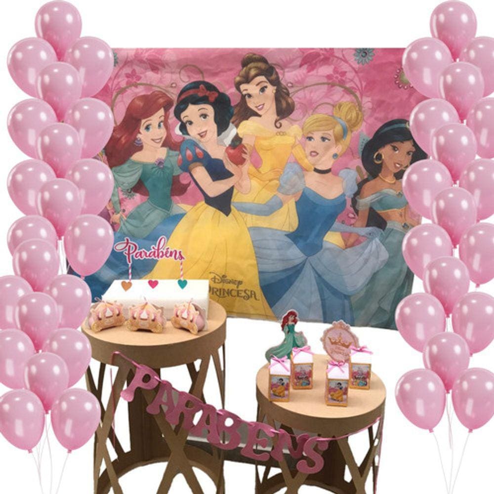 Topo de Bolo Princesas Disney Parabéns-Extra Festas