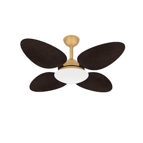 Ventilador Teto Dourado Sala 4 Pás Palha Trevo Ventax 220V
