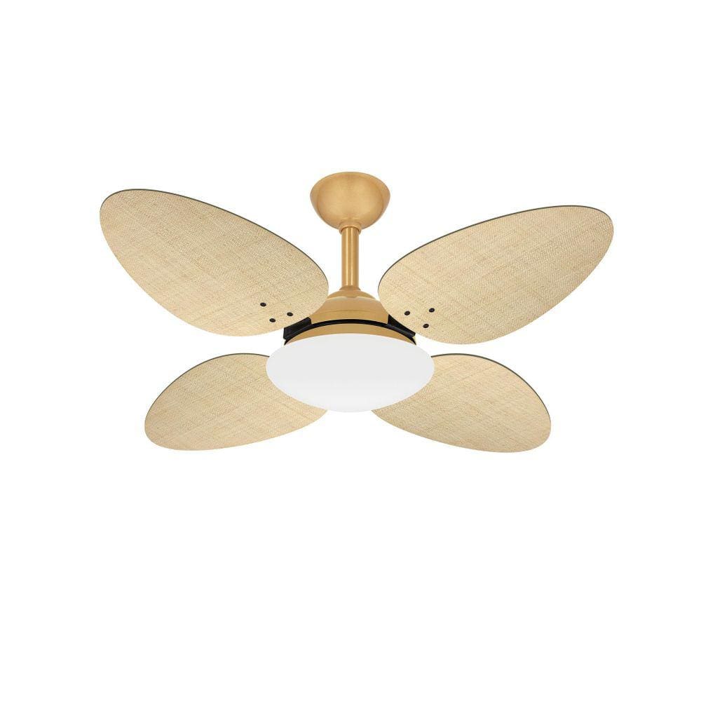 Ventilador Teto Sala 4 Pás Palha Dourado Trevo Ventax 220V