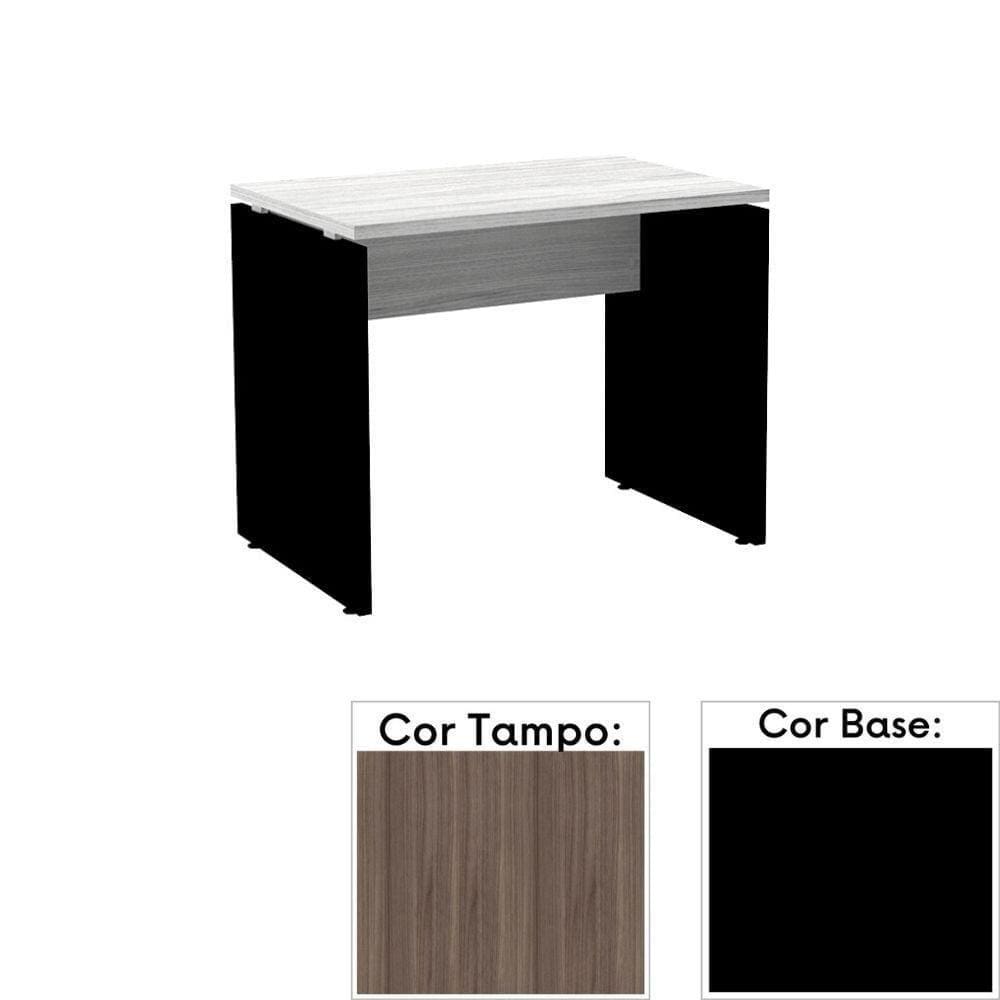 Mesa De Escritório Pé Painel Pe25 Em Mdp 134 X 60 Cm Cor Walnut E Base Preta