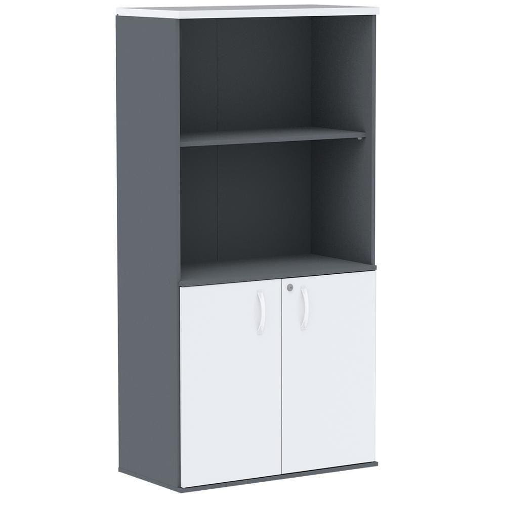 Armário Misto Pe25 Pandin 79,20 Cm Em Mdp Grafito E Branco Com Duas Portas E Prateleira Superior