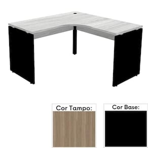 Mesa De Escritório Em L Pé Painel Pe25 Em Mdp 125 X 125 X 60 Cm Cor Noce Naturalle E Base Preta