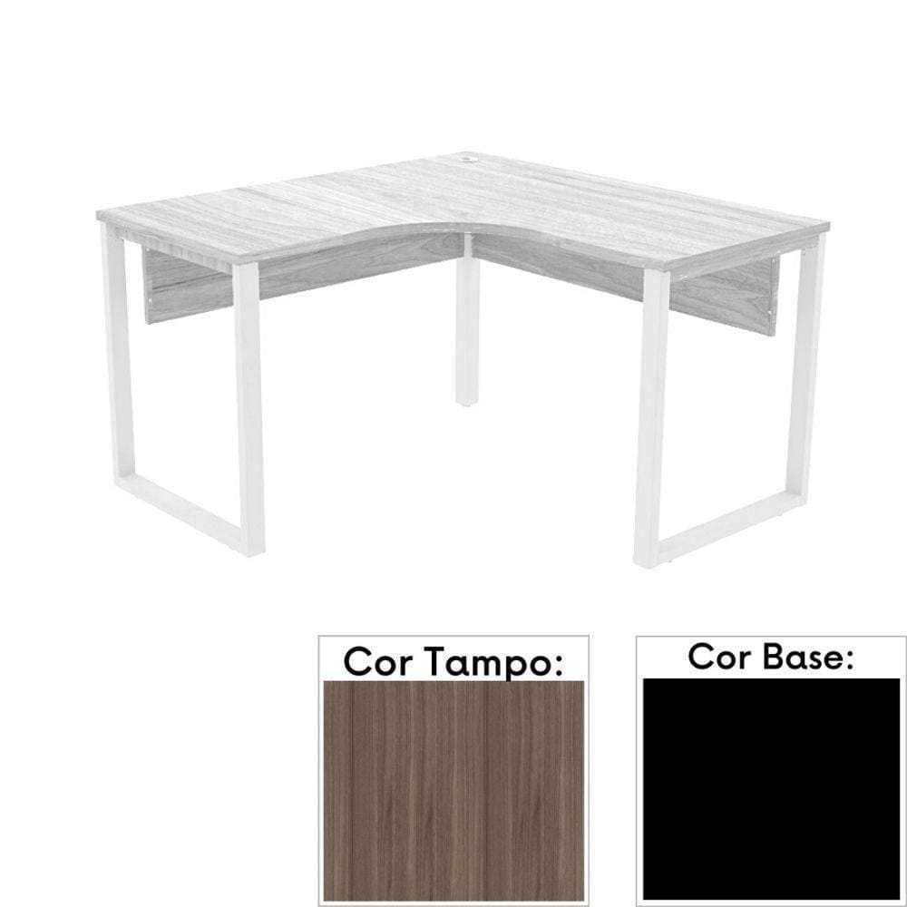 Mesa De Escritório Em L Pé Tubular Pe25 Em Mdp 135 X 135 X 60 Cm Cor Walnut E Base Preta